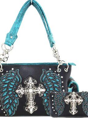 WESTEN CROSS WINGS COUNTRY HANDBAG AND WALLET SET